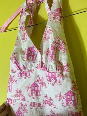 Pink and White Halter Summer Dress